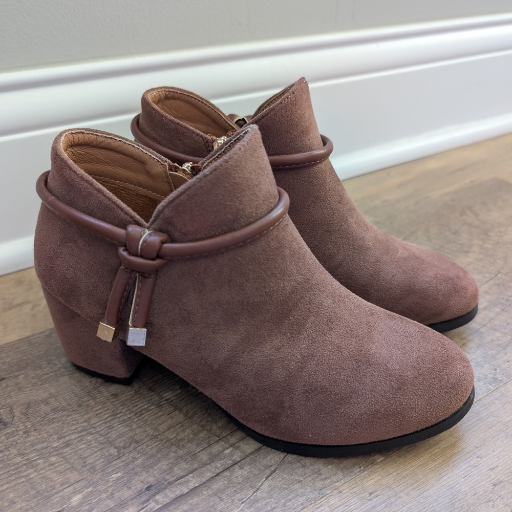 SHEIN Taupe Ankle Booties with Strap Detail